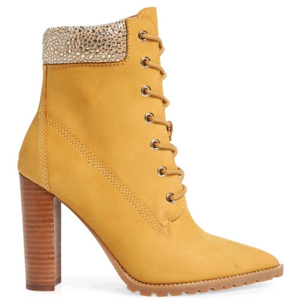 Steve Madden heeled combat pointed toe leather boots women's size 6